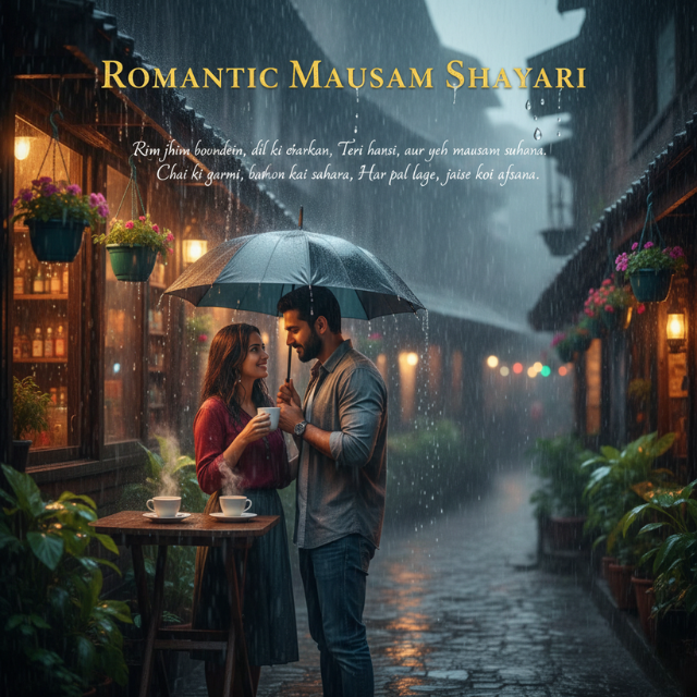 Romantic Mausam Shayari Images Banner
