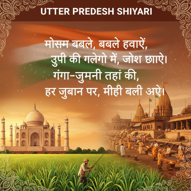 Uttar Pradesh Shayari in Hindi 2026 Banner
