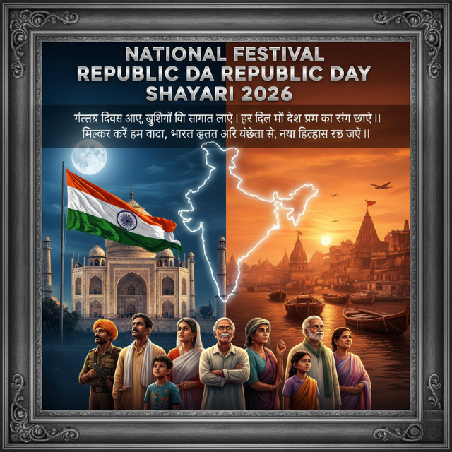 National Festival Republic Day Shayari in Hindi 2026 Banner
