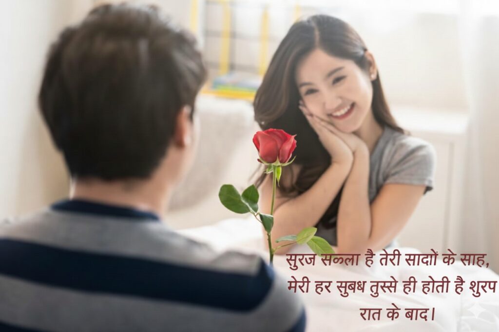 Romantic Good Morning Shayari Banner